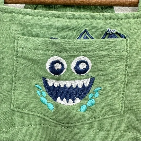 Picapino Toddler Size 24 Month Cotton Snap Overalls Silly Monster Green Shortall - Picture 3 of 4